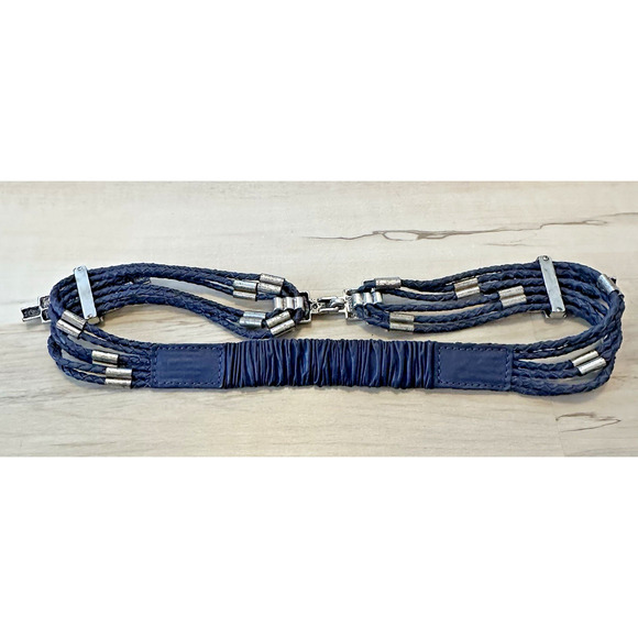 Chico Women Medium Singaly Trouser Belt Genuine Leather Dyed Blue VTG - Picture 2 of 6